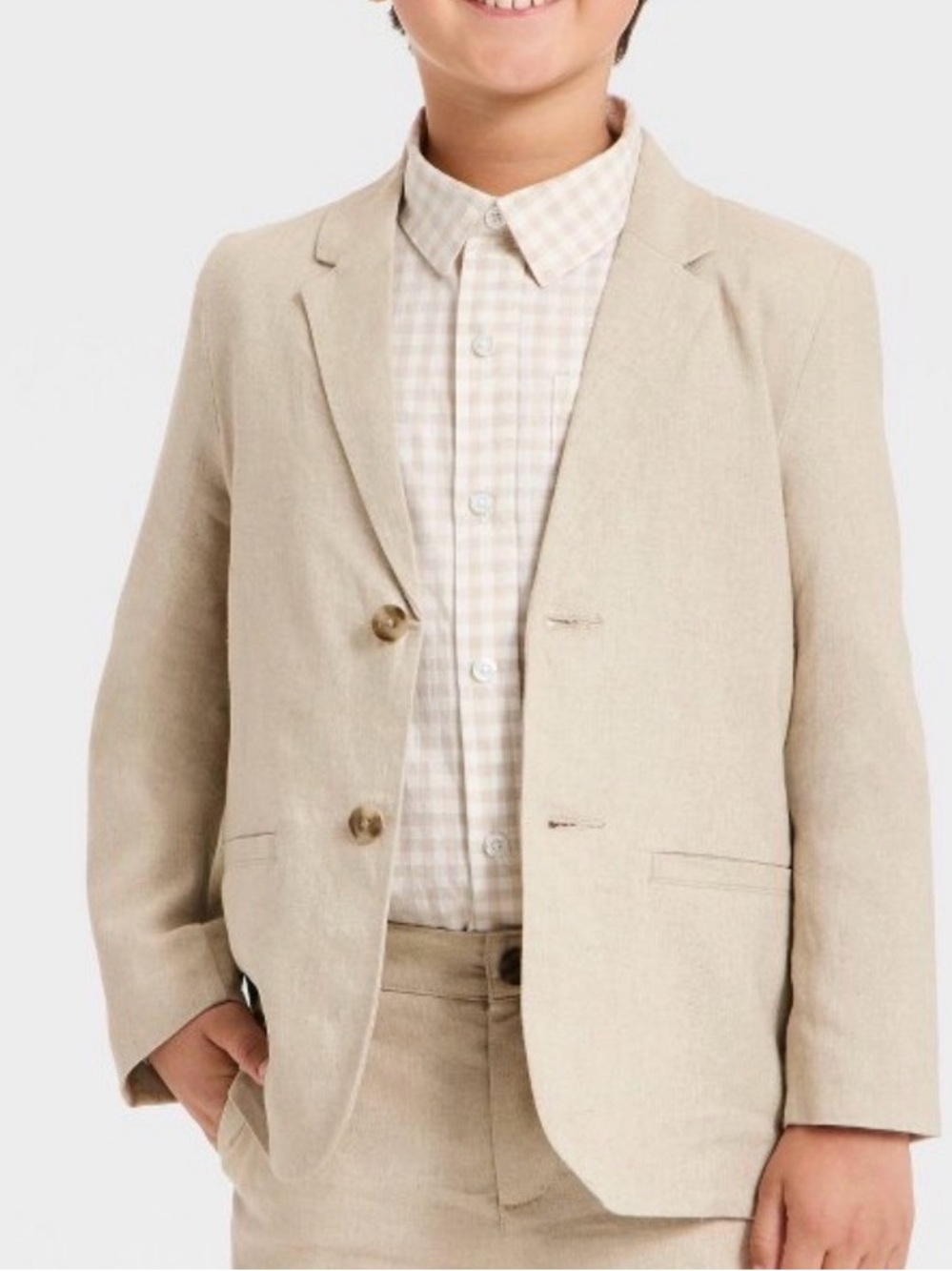 Cat & Jack Boys' Beige Linen-Blend Suit NWT